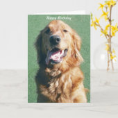 Golden Retriever Happy Birthday Wenskaart Kaart (Gele Bloem)