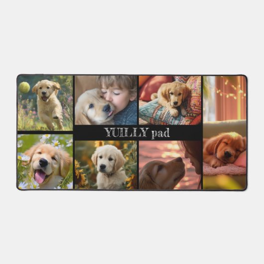 Golden Retriever Happy Collage Desk Mat (Voorkant)