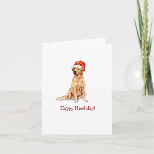 Golden Retriever Happy Holiday Folded Bedankkaart (Voorkant)
