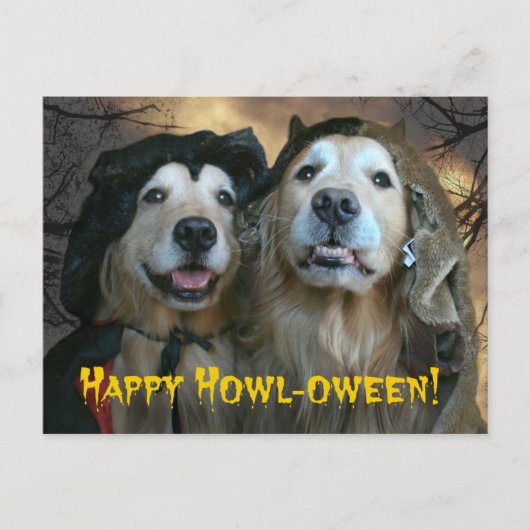 Golden Retriever Happy Howl-oween Briefkaart (Voorkant)