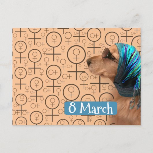 Golden Retriever Happy International Women's Day Briefkaart (Voorkant)