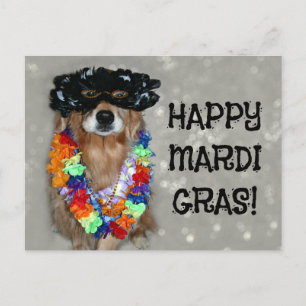 Golden Retriever Happy Mardi Gras Briefkaart