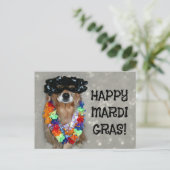 Golden Retriever Happy Mardi Gras Briefkaart (Staand voorkant)