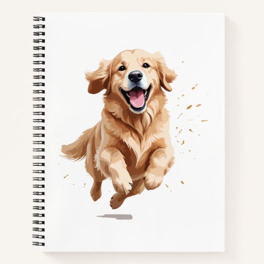 Golden Retriever Happy Speelse Plezier Springen in Notitieboek (Voorkant)
