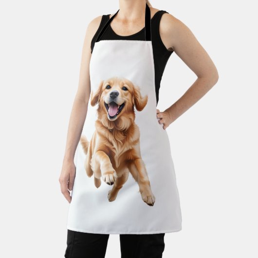 Golden Retriever Happy Speelse Plezier Springen in Schort (Insitu)