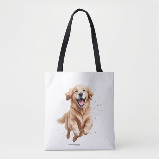Golden Retriever Happy Speelse Plezier Springen in Tote Bag (Voorkant)
