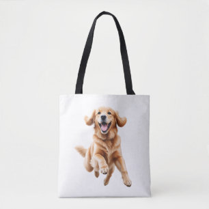 Golden Retriever Happy Speelse Plezier Springen in Tote Bag