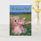 Golden Retriever Happy Spring Hoppy Easter Kaart (Gele Bloem)