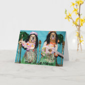 Golden Retriever Hawaiian Hula Verjaardag Kaart (Gele Bloem)