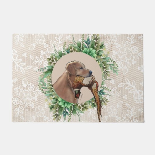 Golden Retriever Head met Pheasant Deurmat (Voorkant)