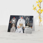 Golden Retriever Headless Maid en Chef Halloween Kaart (Gele Bloem)