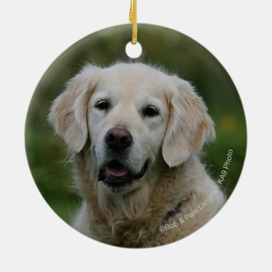 Golden Retriever Headshot 2 Keramisch Ornament (Achterkant)