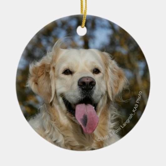 Golden Retriever Headshot 3 Keramisch Ornament (Voorkant)