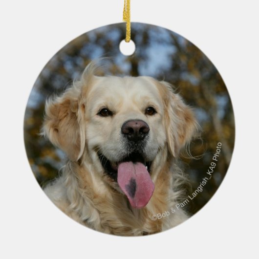 Golden Retriever Headshot 3 Keramisch Ornament (Achterkant)