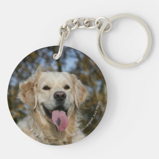Golden Retriever Headshot 3 Sleutelhanger (Achterkant)