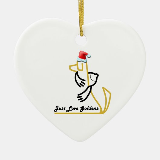 Golden Retriever Heart Ornament, gewoon liefdesgod Keramisch Ornament (Voorkant)