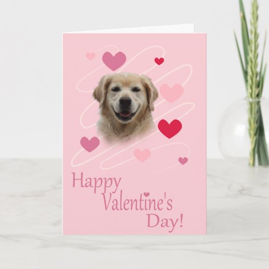 Golden Retriever Heart Valentijnsdag Groet Feestdagen Kaart (Voorkant)