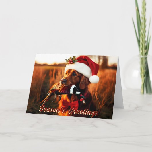 Golden Retriever heeft een Pheasant Holiday Kaart (Voorkant)