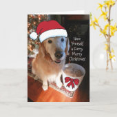Golden Retriever heeft jezelf een furry Merry Kaart (Gele Bloem)