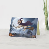 Golden Retriever Heks Halloween Kaart (Achterkant)