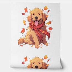 Golden Retriever Herfst herfstbladeren Behang