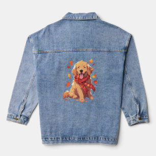 Golden Retriever Herfst herfstbladeren Denim Jacket