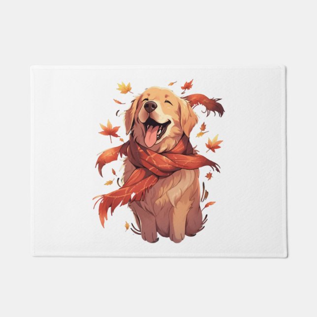 Golden Retriever Herfst herfstbladeren Deurmat (Voorkant)
