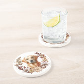 Golden Retriever Herfst krans Zandsteen Onderzetter (Zijkant)