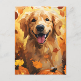 Golden Retriever Herfst Thanksgiving Briefkaart