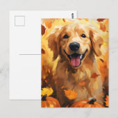 Golden Retriever Herfst Thanksgiving  Briefkaart (Voorkant / Achterkant)