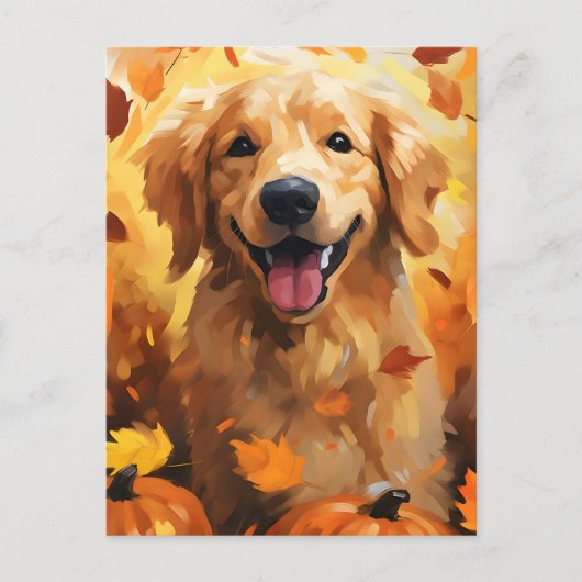 Golden Retriever Herfst Thanksgiving  Briefkaart (Voorkant)