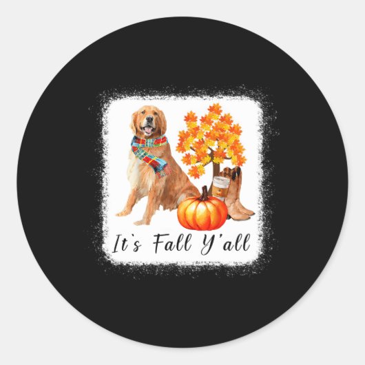 Golden Retriever Het is Herfst Y'All Pumpkins Hall Ronde Sticker (Voorkant)