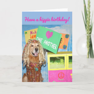 Golden Retriever Hippie Verjaardag Kaart