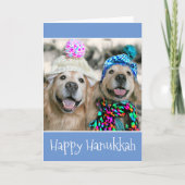 Golden Retriever Hogs in Winter Petten Hanukkah Feestdagen Kaart (Voorkant)