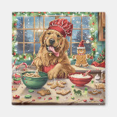 Golden Retriever Holiday Baking: Feestelijke Kerst Magneet (Voorkant)