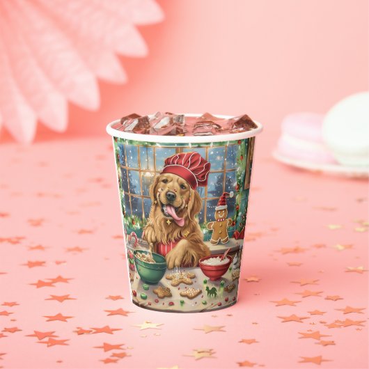 Golden Retriever Holiday Baking: Feestelijke Kerst Papieren Bekers (Insitu)