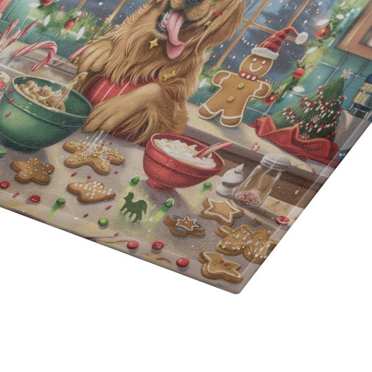Golden Retriever Holiday Baking: Feestelijke Kerst Snijplank (Hoek)