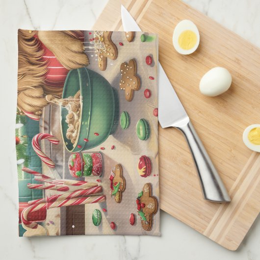 Golden Retriever Holiday Baking: Feestelijke Kerst Theedoek (Quarter Fold)