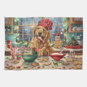 Golden Retriever Holiday Baking: Feestelijke Kerst Theedoek (Horizontaal)