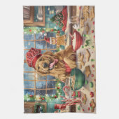 Golden Retriever Holiday Baking: Feestelijke Kerst Theedoek (Verticaal)