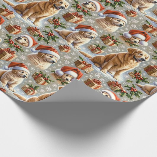 Golden Retriever Holiday Charm Kerstmis Cadeaupapier (Hoek)