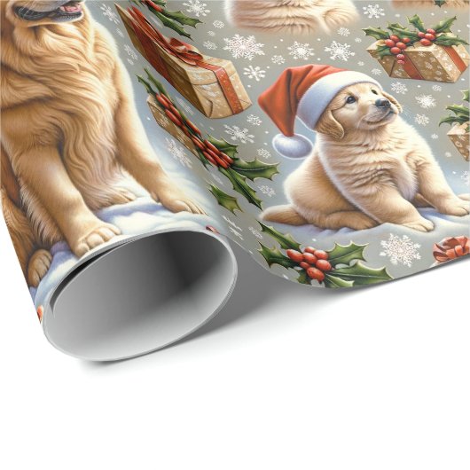 Golden Retriever Holiday Charm Kerstmis Cadeaupapier (Rol Hoek)