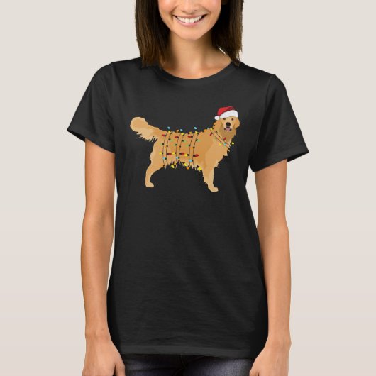 Golden Retriever Holiday Christmas Light 454 T-shirt (Voorkant)