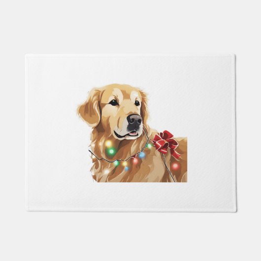 Golden Retriever Holiday Christmas Light Classic Deurmat (Voorkant)