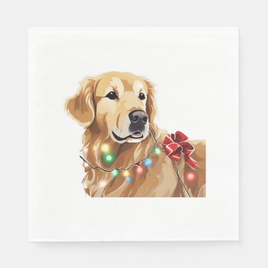 Golden Retriever Holiday Christmas Light Classic Servet (Voorkant)