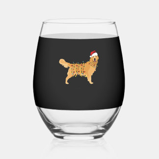Golden Retriever Holiday Christmas Light Essential Wijnglas Zonder Voet