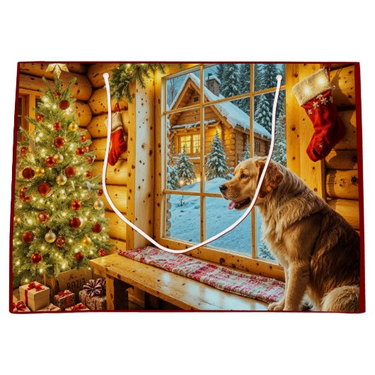 Golden Retriever Holiday Groot Cadeauzakje (Voorkant)