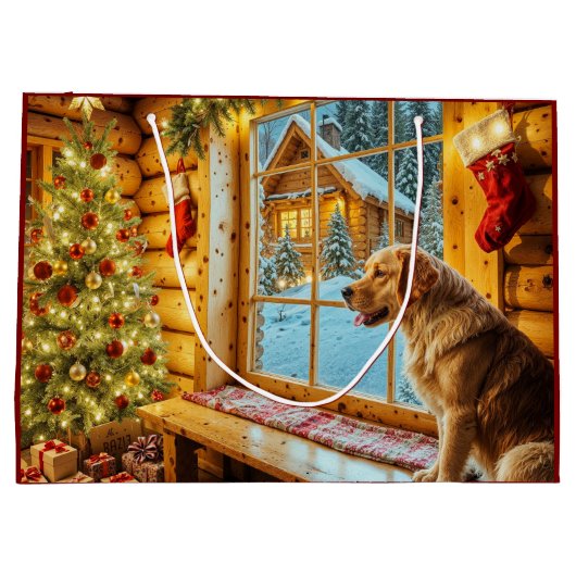 Golden Retriever Holiday Groot Cadeauzakje (Achterkant)