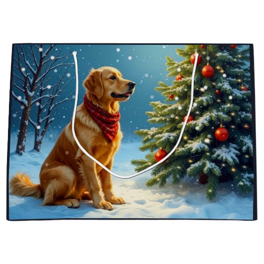 Golden Retriever Holiday Groot Cadeauzakje (Voorkant)