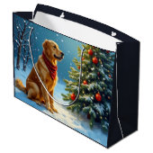 Golden Retriever Holiday Groot Cadeauzakje (Achterkant Gekanteld)
